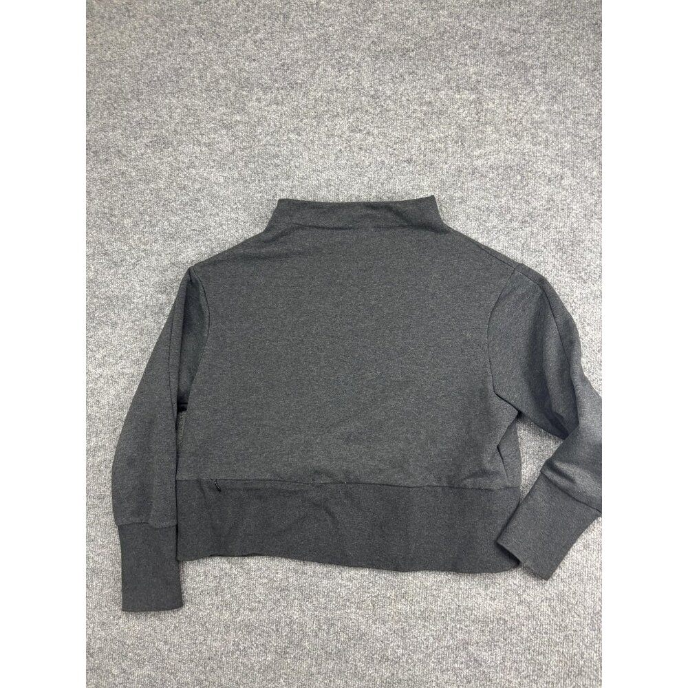 Nike Sweatshirt Womens Medium Gray Mock Neck Knit Pullover Dri-FIT Zip Pocket